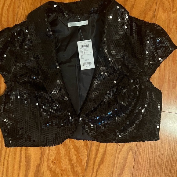 Charlotte Russe Black sequin cropped bolero jacket, NWT, size M - Picture 1 of 1